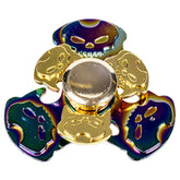Rainbow and Gold Skull Oval Double Fidget Spinner image 0