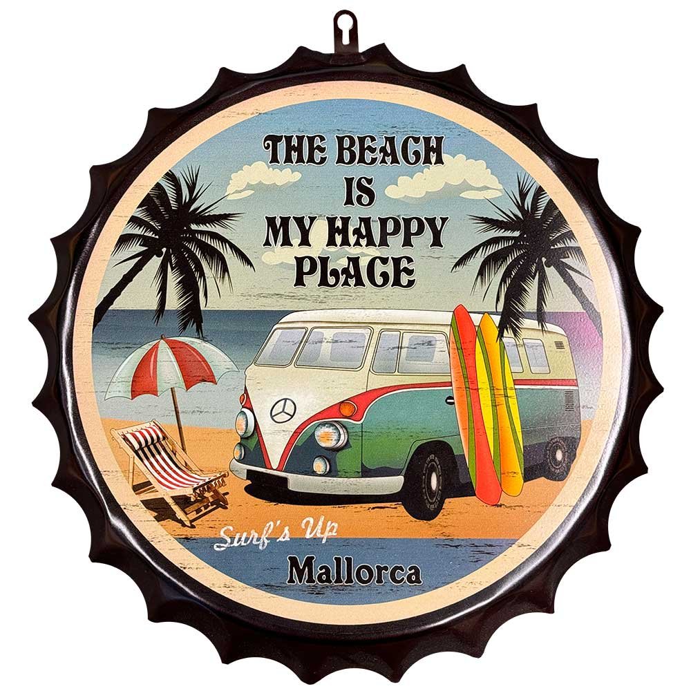 Bottle Cap Sign 35cm - The Beach Is My Happy Place image 0