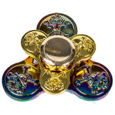 Rainbow and Gold Skull Round Double Fidget Spinner image 0