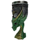 Green Dragon Head Goblet – Medieval Chalice with Stainless Steel Liner