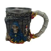 Grim Reaper Skull Gothic Fantasy Tankard - Stainless Steel Interior