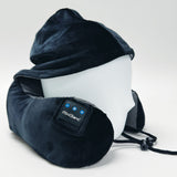 MiniBand Travel Neck Pillow with Hoodie – USB‑C, Bluetooth 5.3, 10h Battery