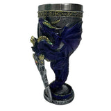 Mystic Purple Dragon Sword Fantasy Medieval Wine Goblet - Stainless Steel Interior
