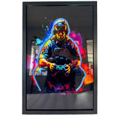 Neon Gamer Soldier Art – Framed LED Wall Sign