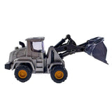 Mini Loader & Steam Roller – Plastic Construction Vehicles with Stackable Display Case (1:36 Scale, Yellow or Silver)