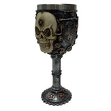 Steampunk Skull & Gears Gothic Fantasy Wine Goblet - Stainless Steel Interior