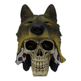 Wolf Headdress Tribal Fantasy Skull Resin Collectible