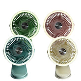 Clip-On & Desktop Rechargeable Fan with Night Light (3 Speeds, 360° Tilt)