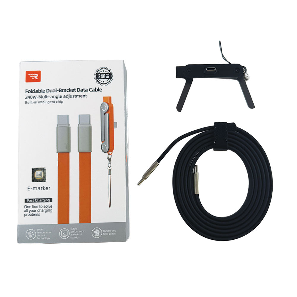 240W USB-C to USB-C Fast Charging Cable 1.5m with Foldable Phone Stand