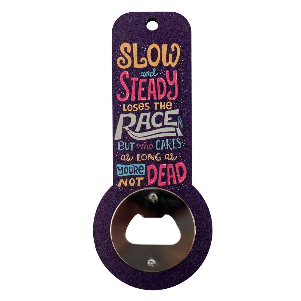Magnetic Inspirational Quote Keyhole Bottle Opener - Slow and Steady image