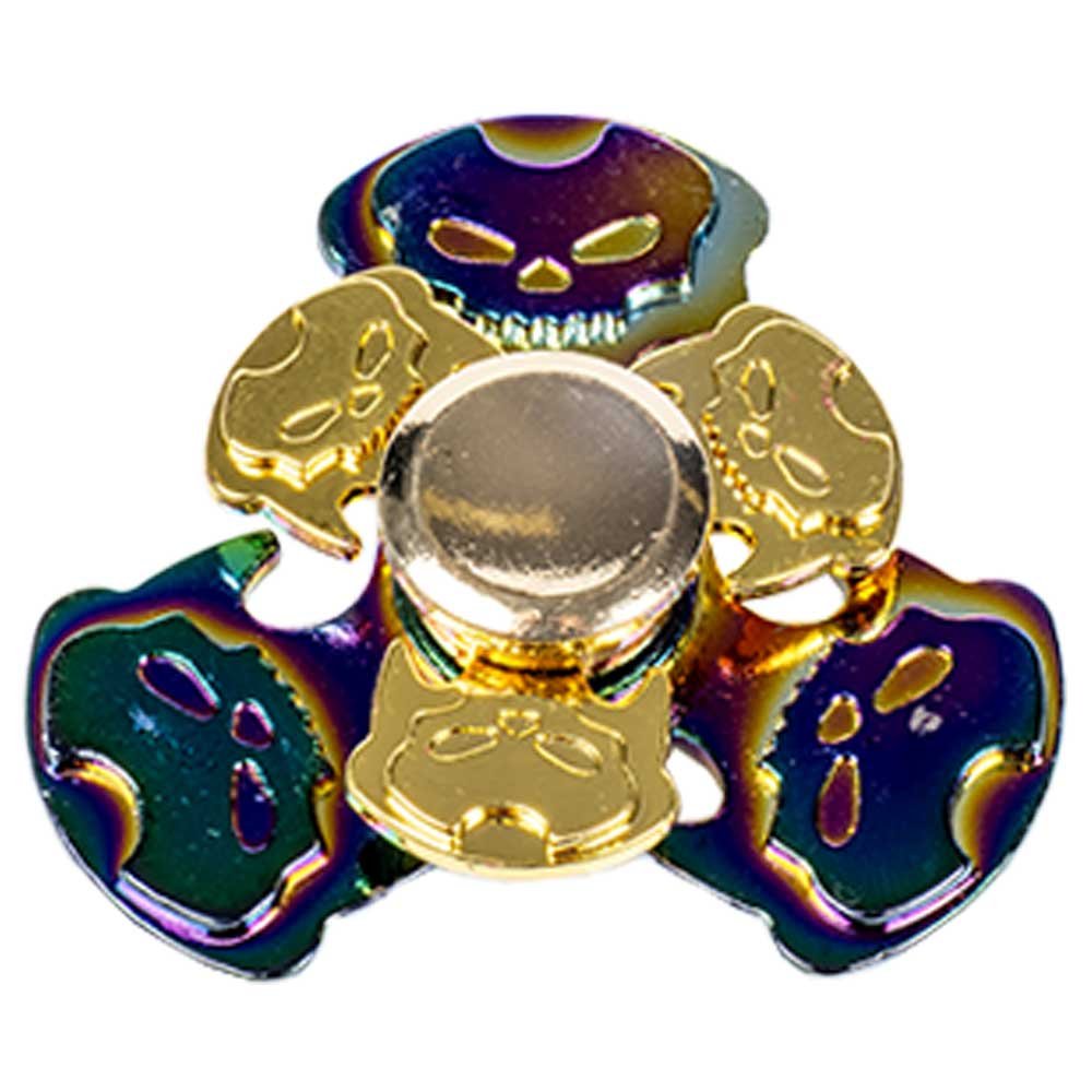 Rainbow and Gold Skull Oval Double Fidget Spinner image 0