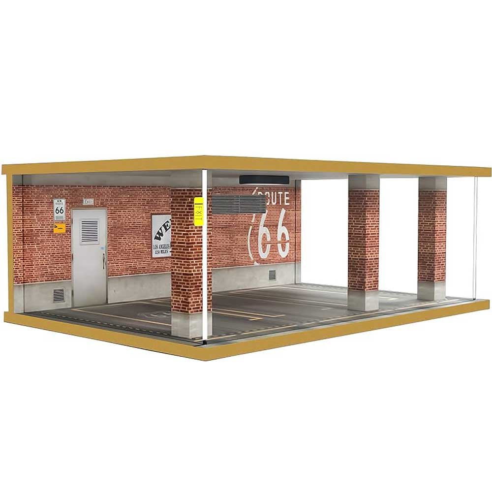 1:24 Scale Model Car Parking Garage - 3 Car - Red Bricks image