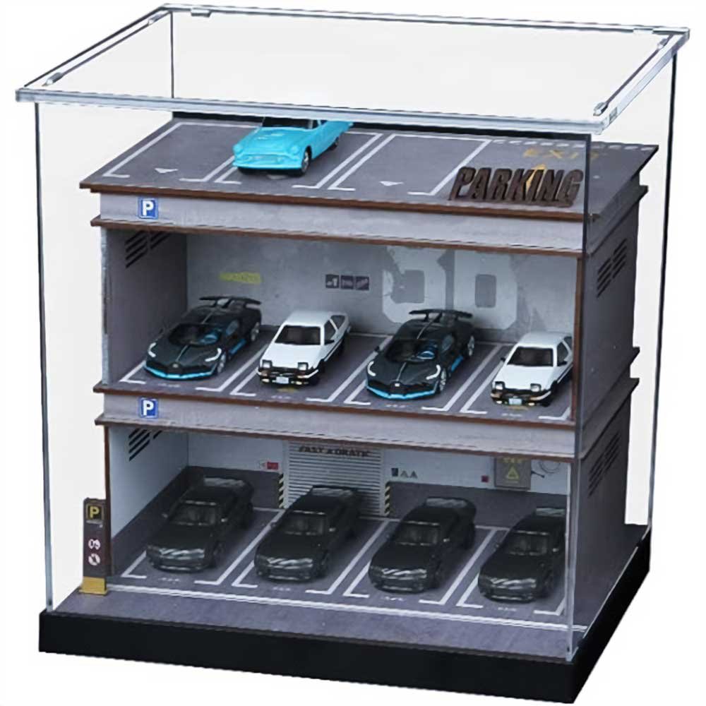 1:64 Scale Double Deck Model Car Parking Garage - Grey image