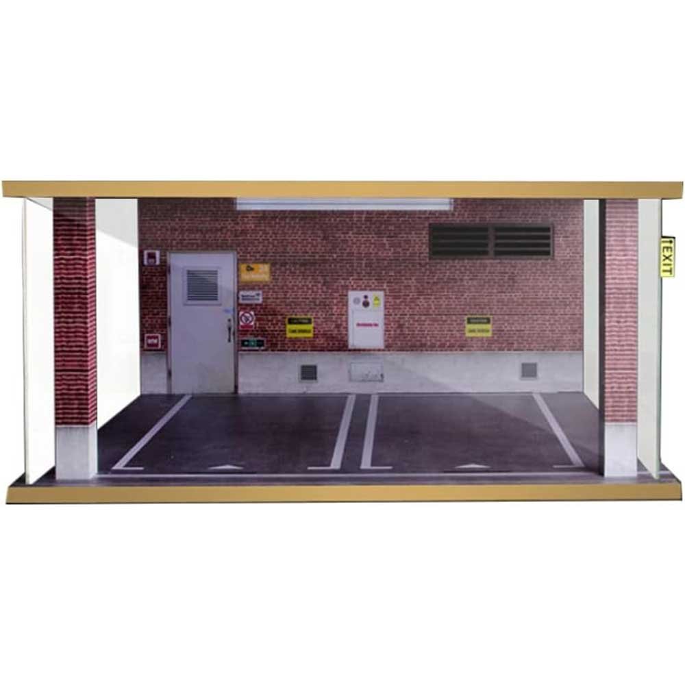 1:18 Scale Model Car Parking Garage - Red Brick image
