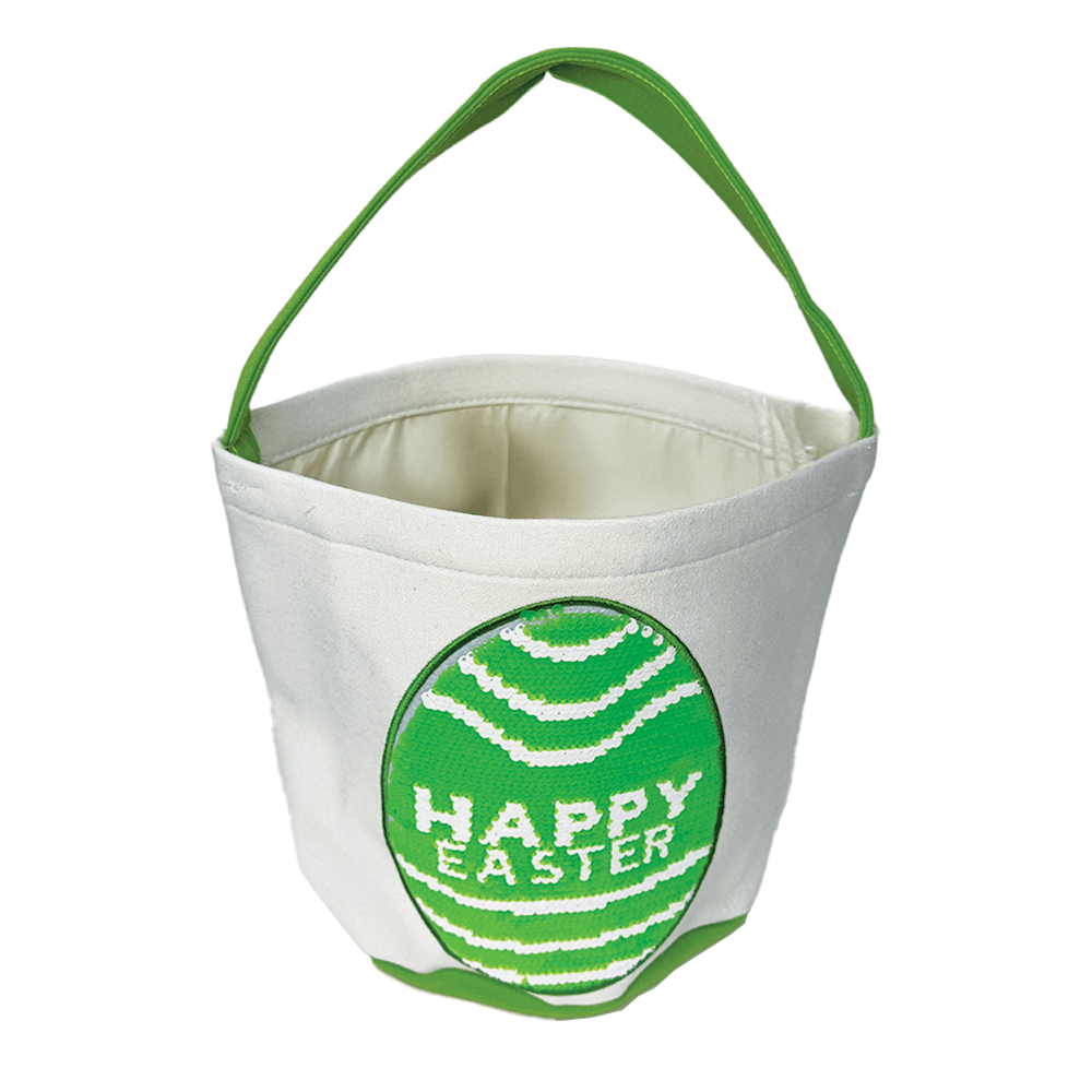 Sequin Happy Easter Egg Basket - Lime image