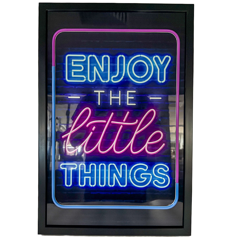 Enjoy the Little Things Neon LED Sign – Framed Wall Art