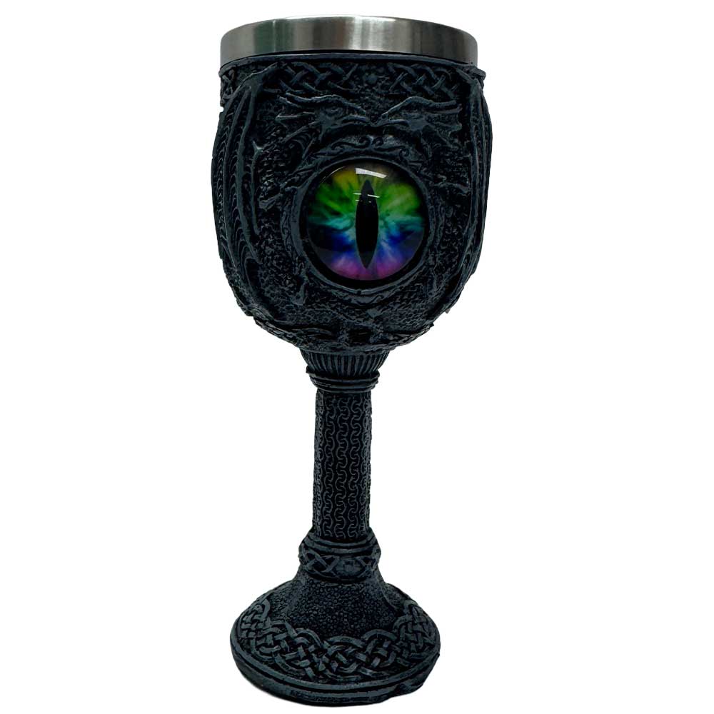 Black Dragon Eye Goblet – Gothic Chalice with Stainless Steel Interior