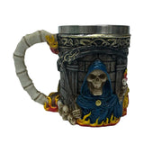 Grim Reaper Skull Gothic Fantasy Tankard - Stainless Steel Interior
