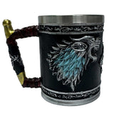 Howling Wolf Tankard – Black & Gold Forest Spirit Mug with Stainless Steel Liner