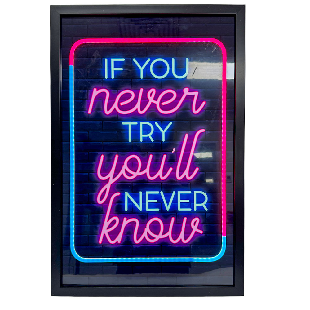 “If You Never Try” Neon Light Wall Art