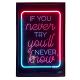 “If You Never Try” Neon Light Wall Art