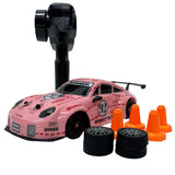 Kids RC Drift Car – Rechargeable Remote Control Stunt Car with LED Lights &amp; Spare Tyres