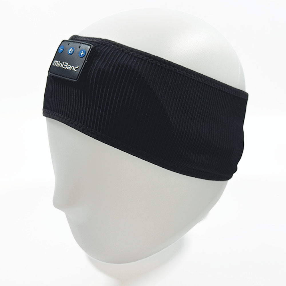 MiniBand Bluetooth Headset Sweatband – USB-C Rechargeable, Stretch Fabric, Removable Module, 10h Battery Life