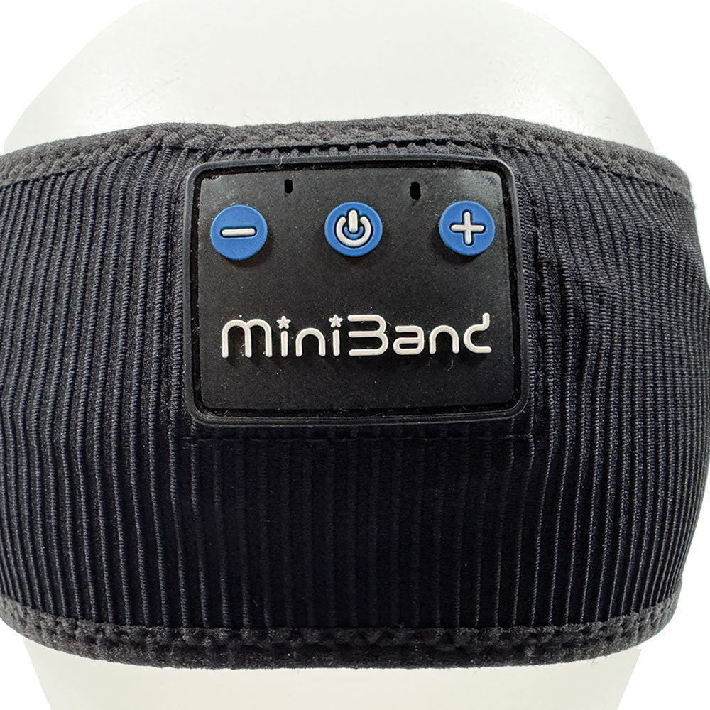 MiniBand Bluetooth Headset Sweatband – USB-C Rechargeable, Stretch Fabric, Removable Module, 10h Battery Life