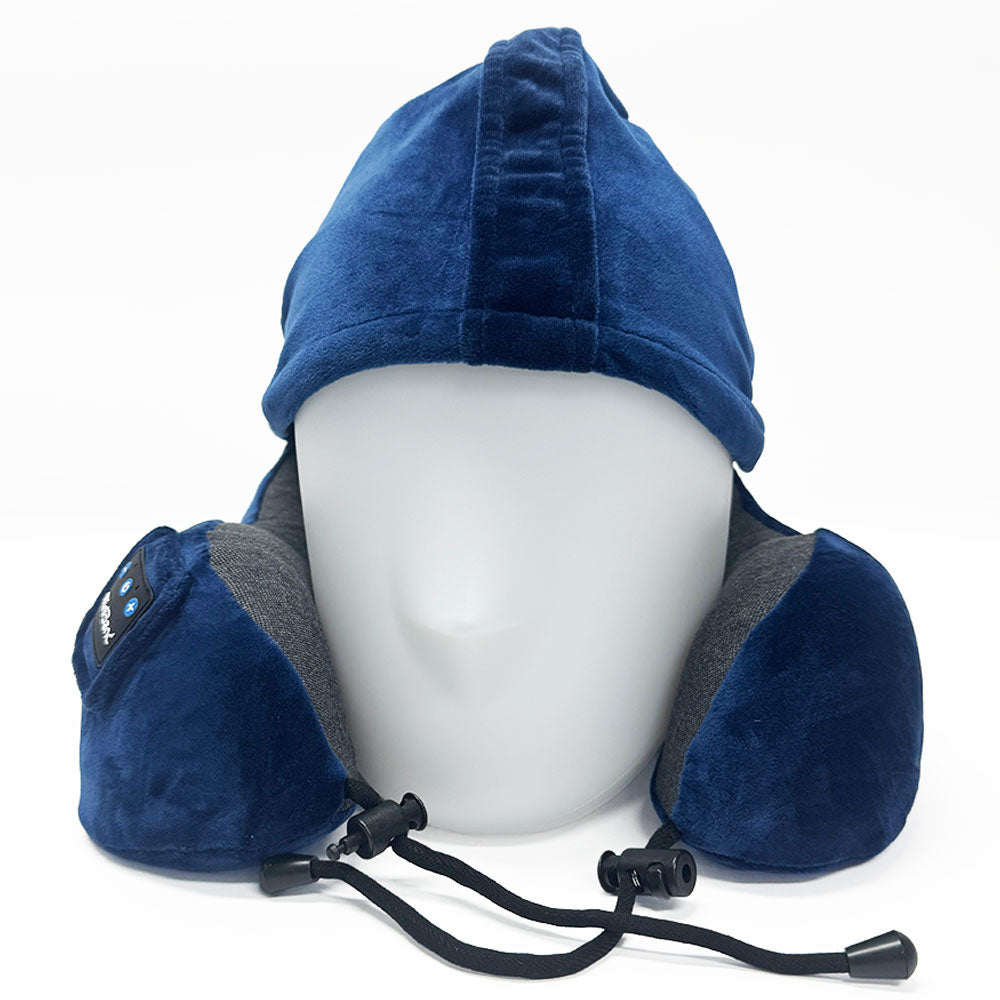 MiniBand Travel Neck Pillow with Hoodie – USB‑C, Bluetooth 5.3, 10h Battery