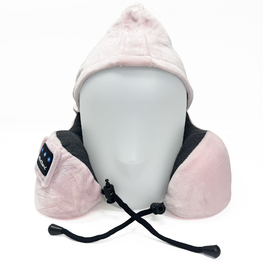 MiniBand Travel Neck Pillow with Hoodie – USB‑C, Bluetooth 5.3, 10h Battery