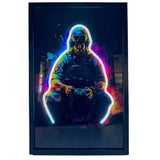 Neon Gamer Soldier Art – Framed LED Wall Sign
