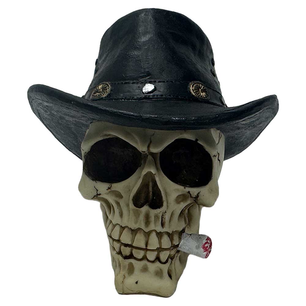 Outlaw Skull Cowboy Resin Gothic Western Collectible