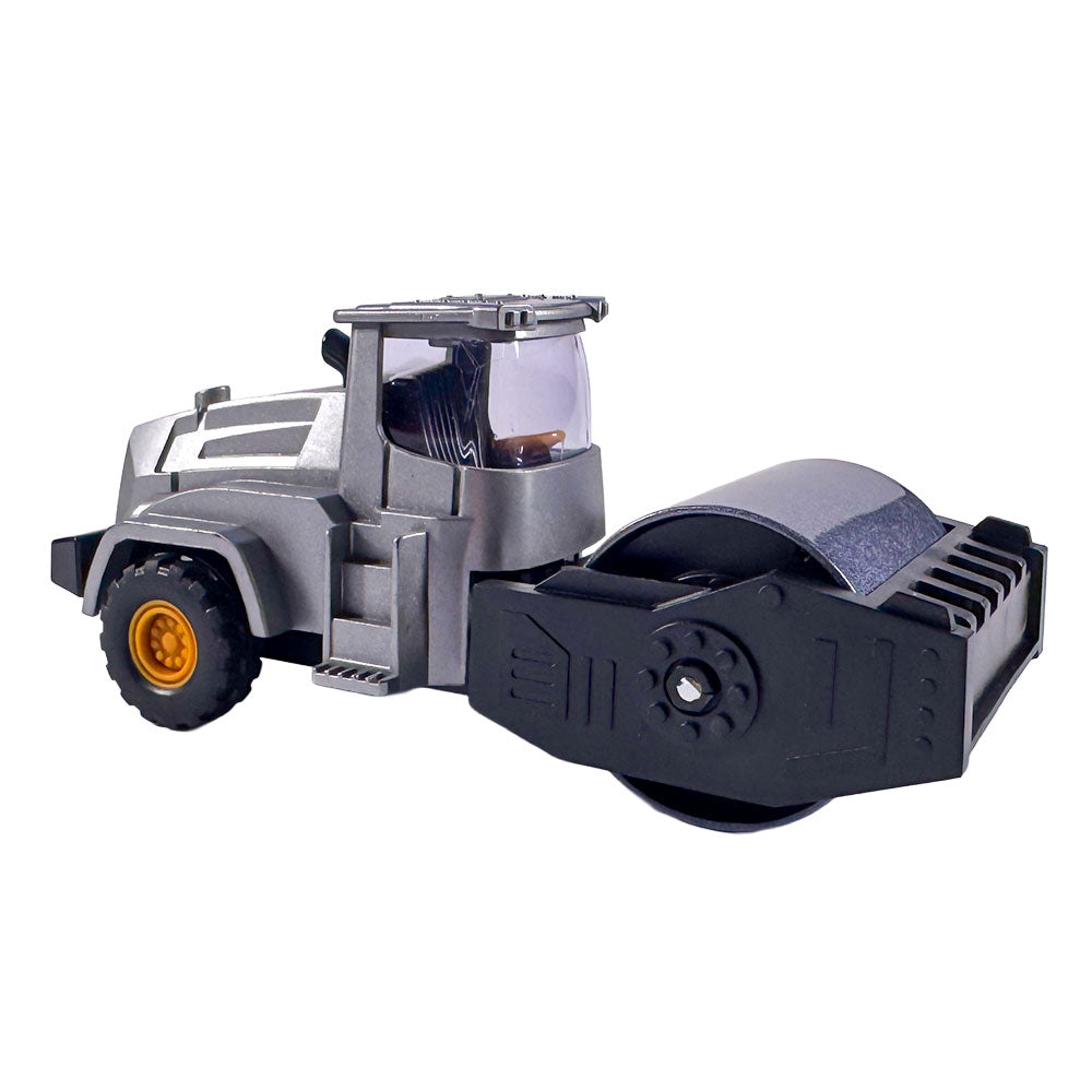 Mini Loader & Steam Roller – Plastic Construction Vehicles with Stackable Display Case (1:36 Scale, Yellow or Silver)