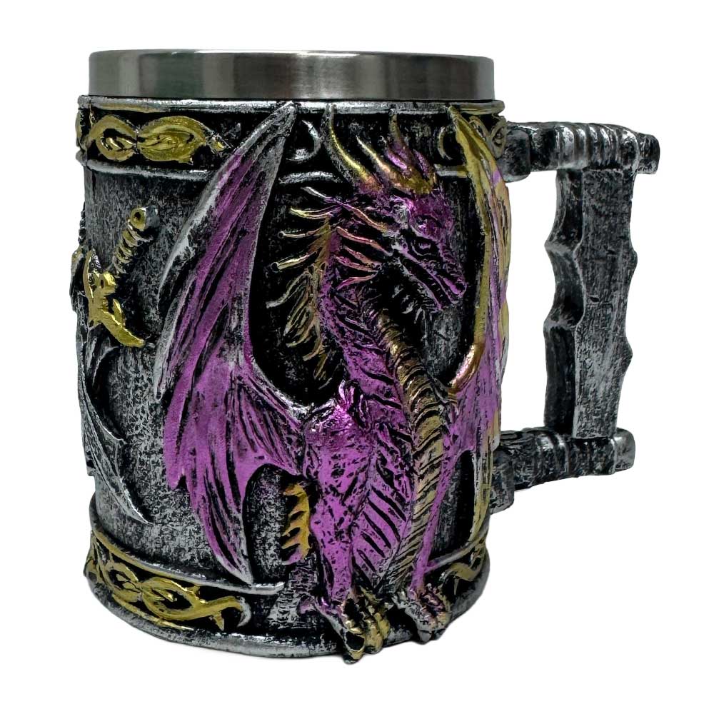 Purple Dragon Tankard – Arcane Fantasy Mug with Stainless Steel Liner