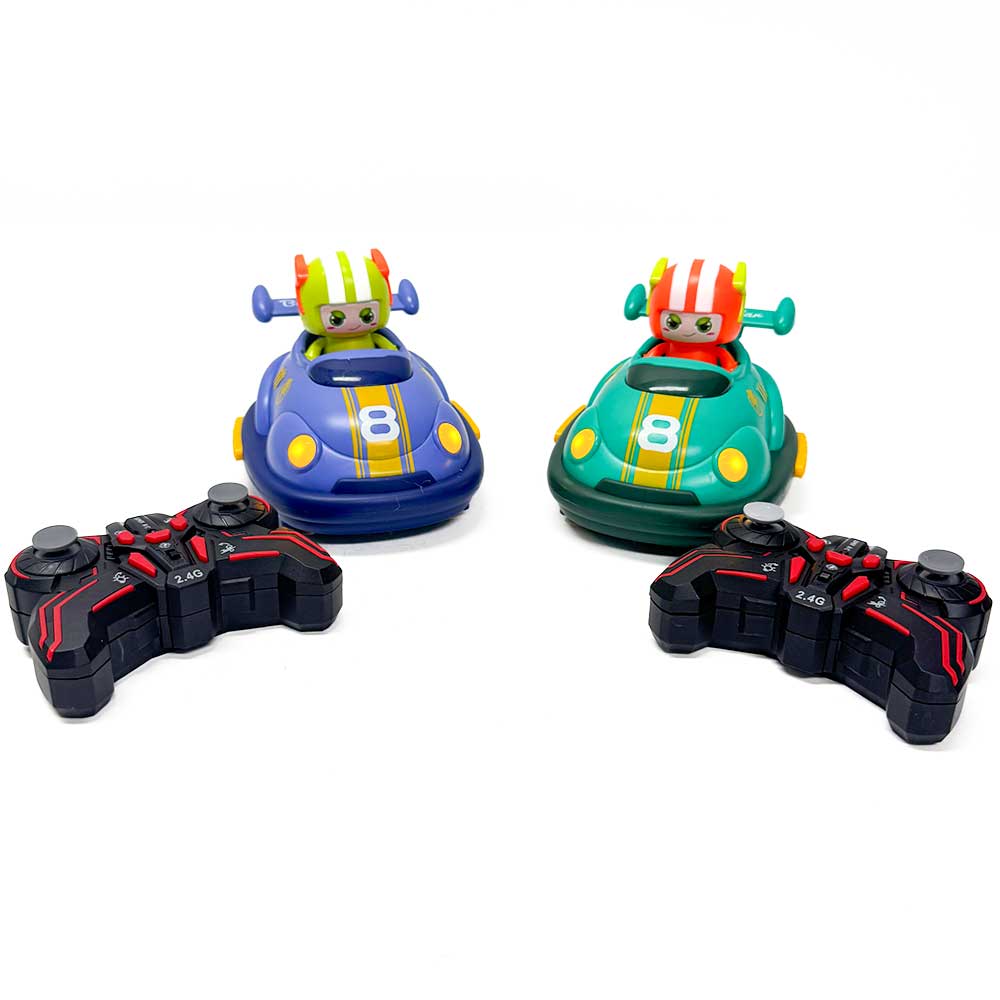 RC Bumper Cars Battle Set with Ejecting Driver Figures (Red & Blue)