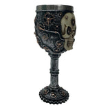 Steampunk Skull & Gears Gothic Fantasy Wine Goblet - Stainless Steel Interior