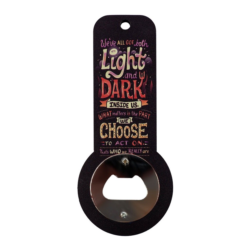 Magnetic Inspirational Quote Keyhole Bottle Opener - Light and Dark Inside Us image
