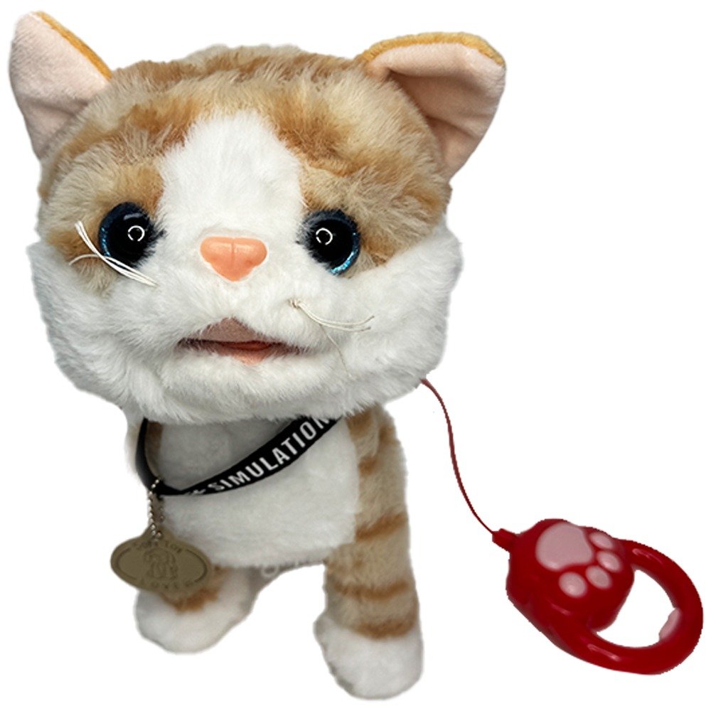 Dancing Short Haired Cat – Interactive Walking Toy with Lead - Brown Stripe image