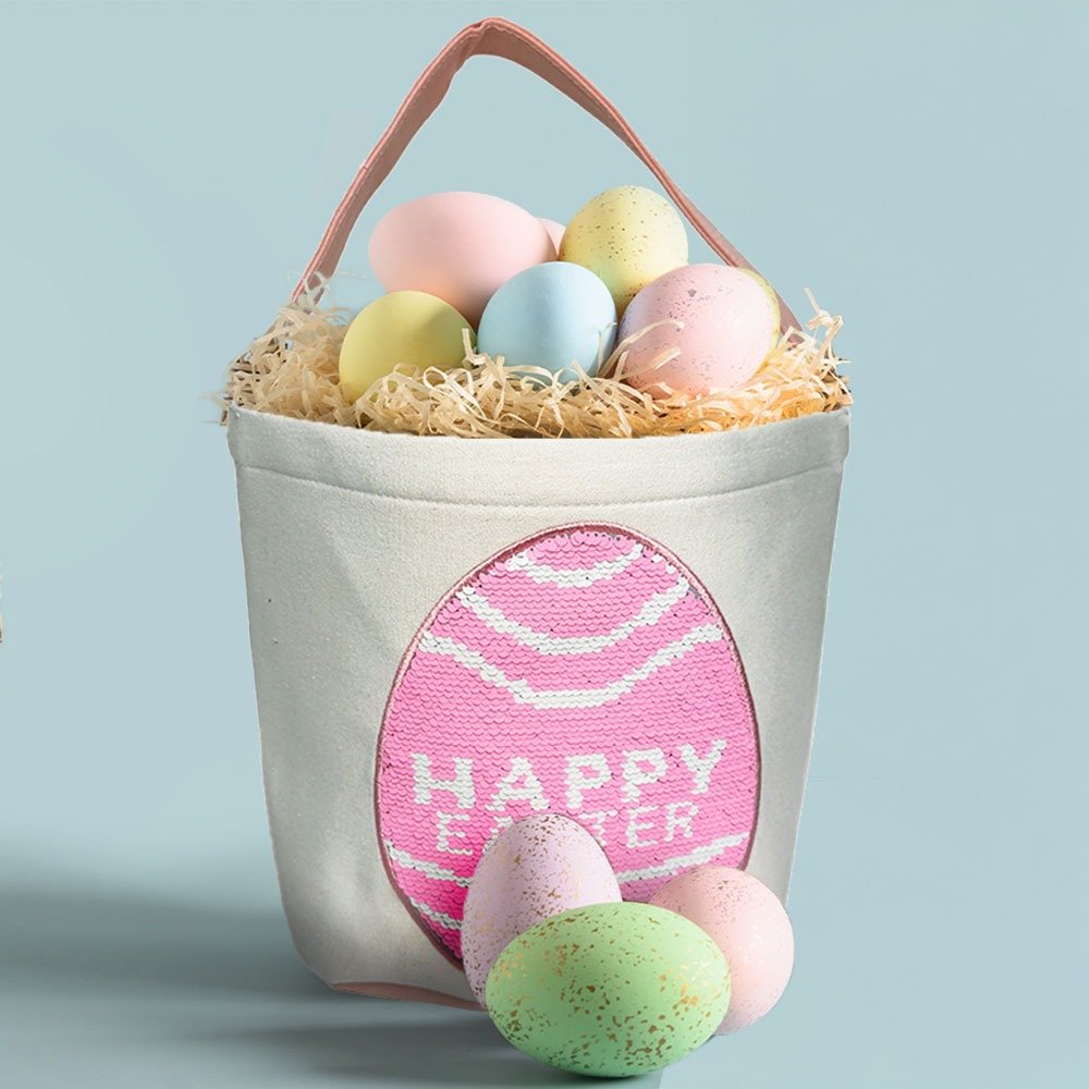 Sequin Happy Easter Egg Basket image 1
