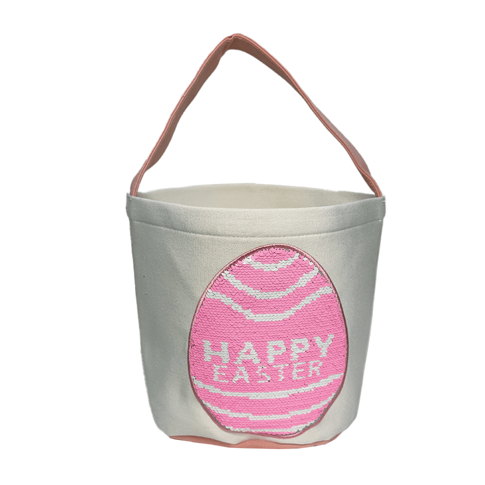 Sequin Happy Easter Egg Basket - Pink image