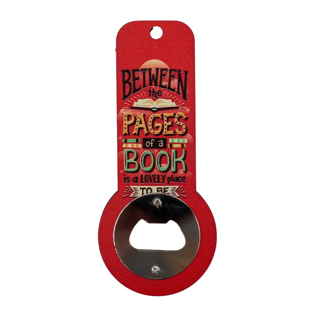 Magnetic Inspirational Quote Keyhole Bottle Opener - Between the Pages of a Book image