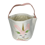 Unicorn Happy Easter Bunny Basket - Pink image