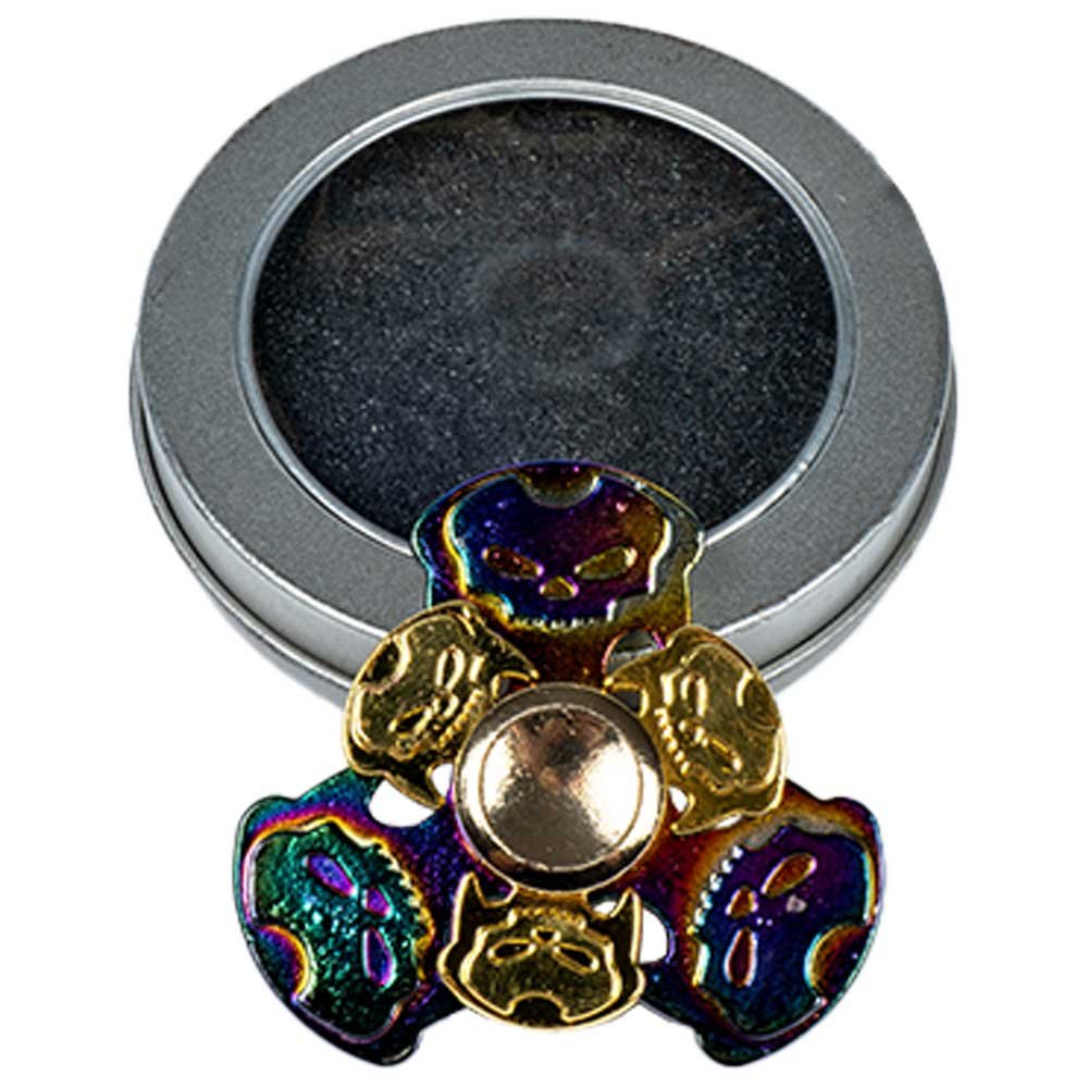 Rainbow and Gold Skull Oval Double Fidget Spinner image 1